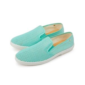 Sneakers 6.5 EU 37 Rivieras Classic 20 Slip On Aqua Canvas Leather Footbed Shoes